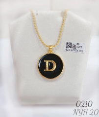 Customized name D black background round necklace