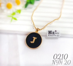 Customized name J black background round necklace