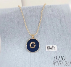 Customized name G black background round necklace