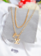 Fashion classic mode gold/silver double necklace