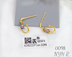 Colorful zircon irregular gold earring