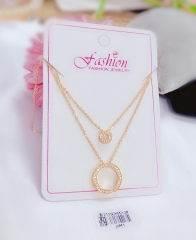 Round hollow shape double necklace