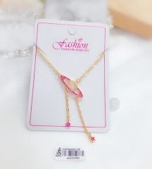 Pink gem jupiter style tassel necklace