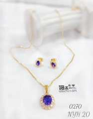 Purple zircon gold/silver necklace earring