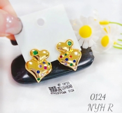 Heart-shaped inlaid colorful zircon earring