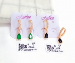 Green/Black Tear Drop Earrings