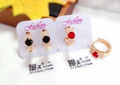 Black/red gem bow style earring