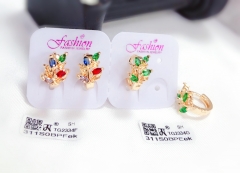 Colorful/green gem leaf style earring