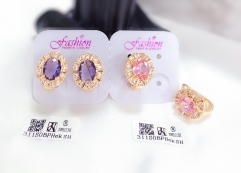 Purple/pink zircon dazzling earring