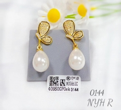 Butterfly Half Pearl Earrings