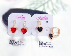 Red/black heart gem earring