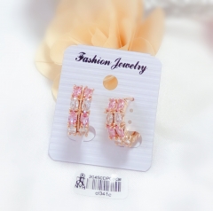 Vertical arrangement of pink and white zircon exquisite earrings