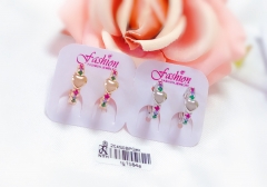 Glossy heart colorful zircon earring