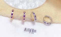 Purple whiter zircon eye-catching earring