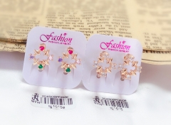 Hollow out colored zircon earrings