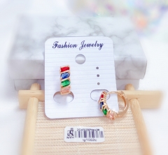 Colorful zircon bright earring