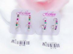 Colorful zircon silver earring