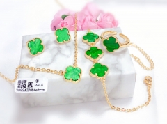 Green Lucky Four-Leaf Clover Jewelry Set