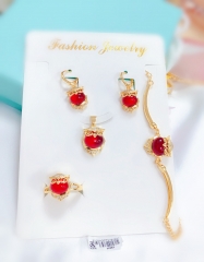 Red gem shiny jewelry set