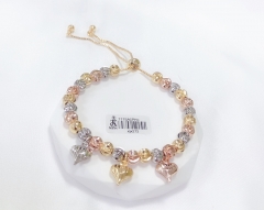 Polished Beaded Heart Bracelet Set