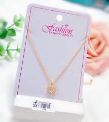 Square diamond gold necklace