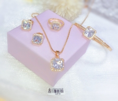 Square diamond gold jewelry set