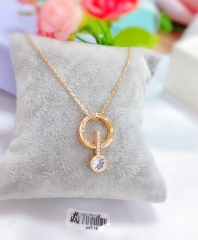 Hollow gem gold necklace