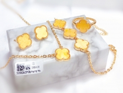 Lucky four leaf gold style jewelry set