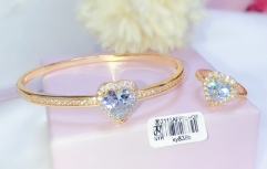 Whiter gem heart exquisite gold/silver color bangle ring