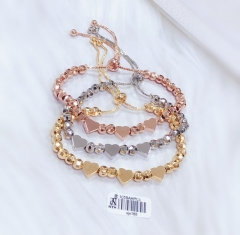 Polished Beaded Heart Bracelet Set