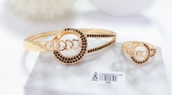 High-end popular gold black gem bangle ring