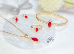 Dazzling red oval zircon jewelry set