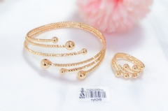 Bead style rose gold color irregular bangle ring set