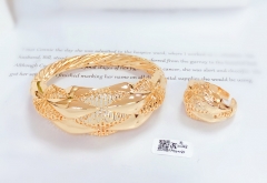 Hollow glossy gold style bangle ring