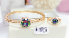 Dazzling round colorful zircon bangle ring