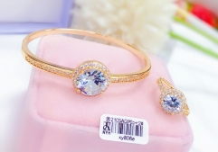 Artificial gemstone exquisite gold bangle ring