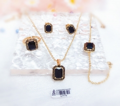 Black Zircon Style Gold/Silver Jewelry Set