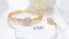 Round whiter gem style bangle ring