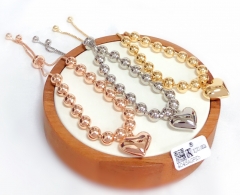 Polishing heart pendant bracelet  set