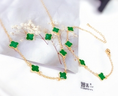 Lucky four leaf green style jewelry set