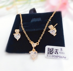 Heart shape shiny necklace earring