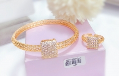 Square whiter gem style bangle ring set