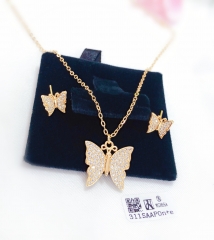 Butterfly gem exquisite necklace earring