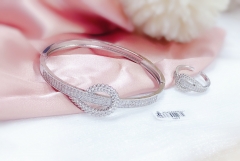 Hollow exquisite silver bangle ring