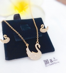 Exquisite Swan Gold/Silver Earrings and Necklace