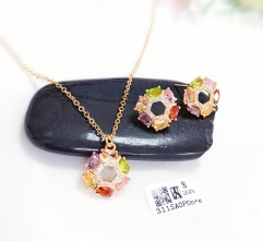 Colorful zircon shiny necklace earring