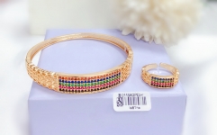 Colorful Zirconia Gold Bangle Ring