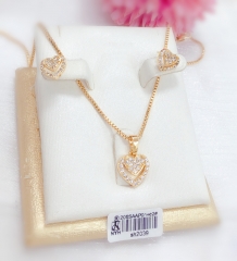 Heart gem style shiny necklace earring