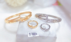 Irregular simple shiny style bangle ring