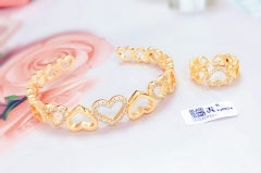 Hollow heart style bangle ring set